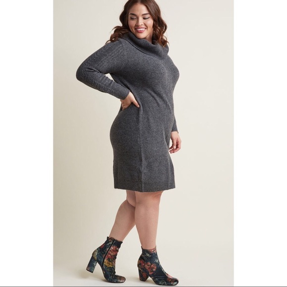 New ModCloth Gray Sweater Dress - Picture 6 of 7